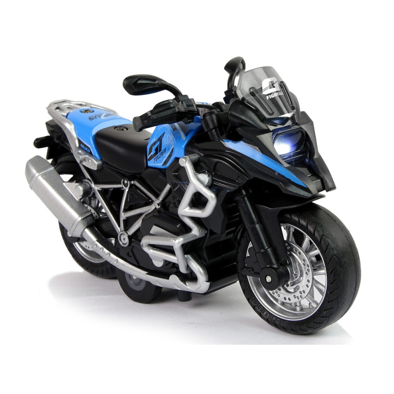 Motocykl GT Niebieski 1:14 Napęd Pull-Back Dźwięk Światła