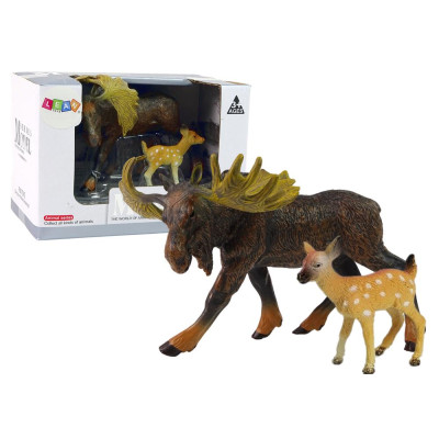 Zestaw 2 Figurek Łoś Sarna Zwierzęta Leśne Figurka