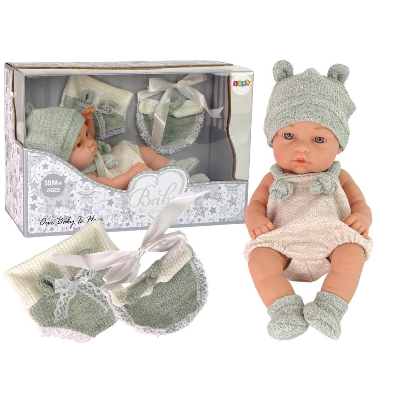 Lalka Słodki Bobas Sweter Czapeczka Zielona 30 cm