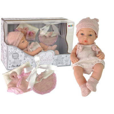 Lalka Słodki Bobas Sweter Czapeczka Różowa 30 cm