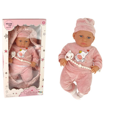 Lalka Bobas 46 cm Różowa Smoczek Becik Słonik