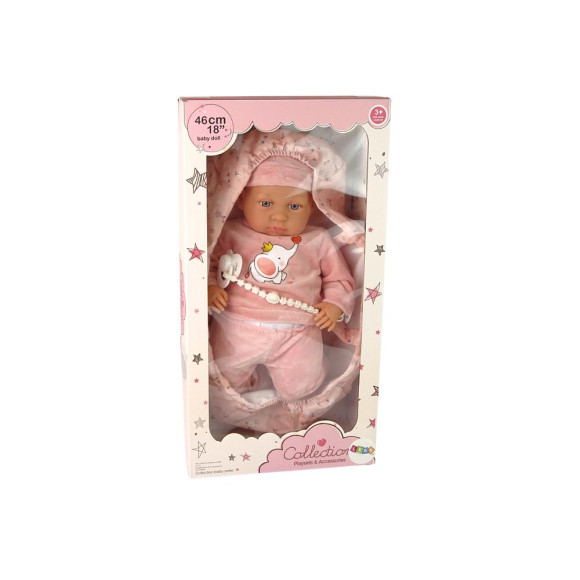 Lalka Bobas 46 cm Różowa Smoczek Becik Słonik Lalka Bobas 46 cm Różowa Smoczek Becik Słonik