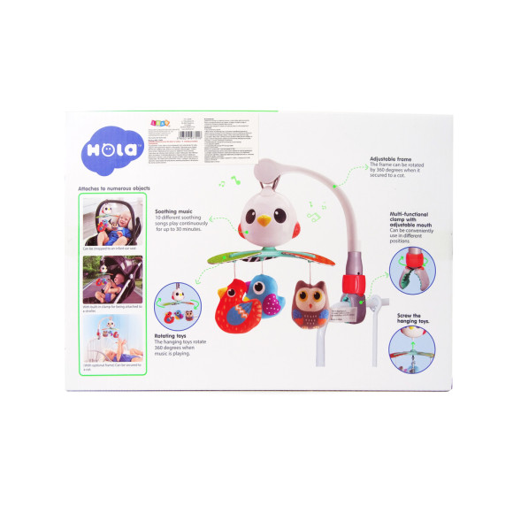 Karuzela Dla Niemowląt Do Łóżeczka Wózka Kolorowe Ptaszki Melodia