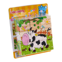 Drewniane klocki układanka dla dzieci 18m+ Puzzle ze zwierzątkami 6 obrazków