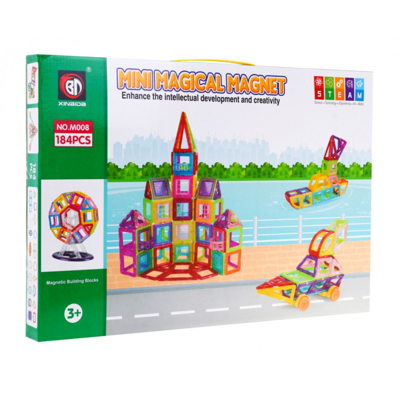 Klocki Magnetyczne MEGA Zestaw 184 elementów