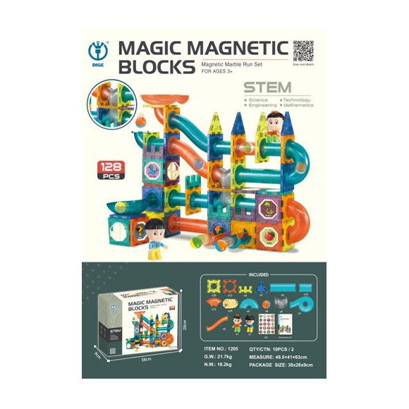 Klocki Magnetyczne Zestaw 128 elementów Klocki Magnetyczne Zestaw 128 elementów