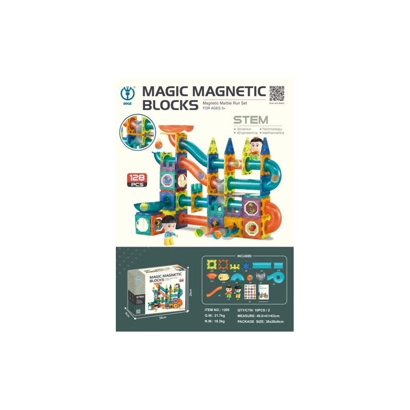 Klocki Magnetyczne Zestaw 128 elementów