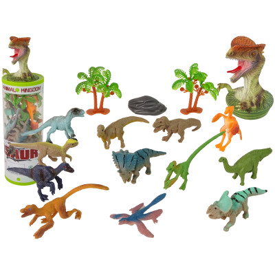 Zestaw Zwierzęta Dinozaury Figurki 12szt. Akcesoria W Tubie