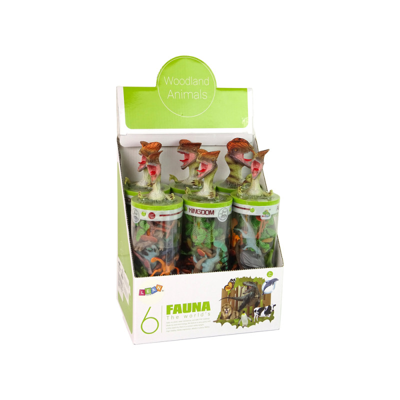 Zestaw Zwierzęta Dinozaury Figurki 12szt. Akcesoria W Tubie