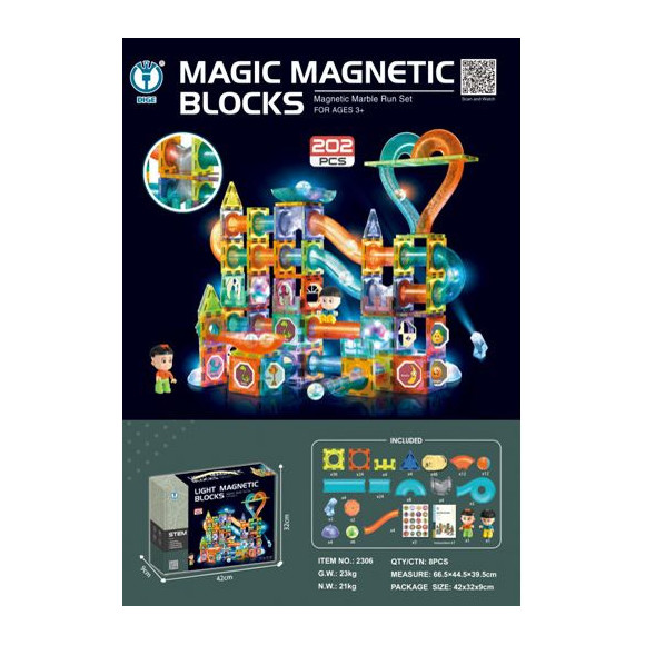 Klocki Magnetyczne Zestaw 202 elementów Klocki Magnetyczne Zestaw 202 elementów