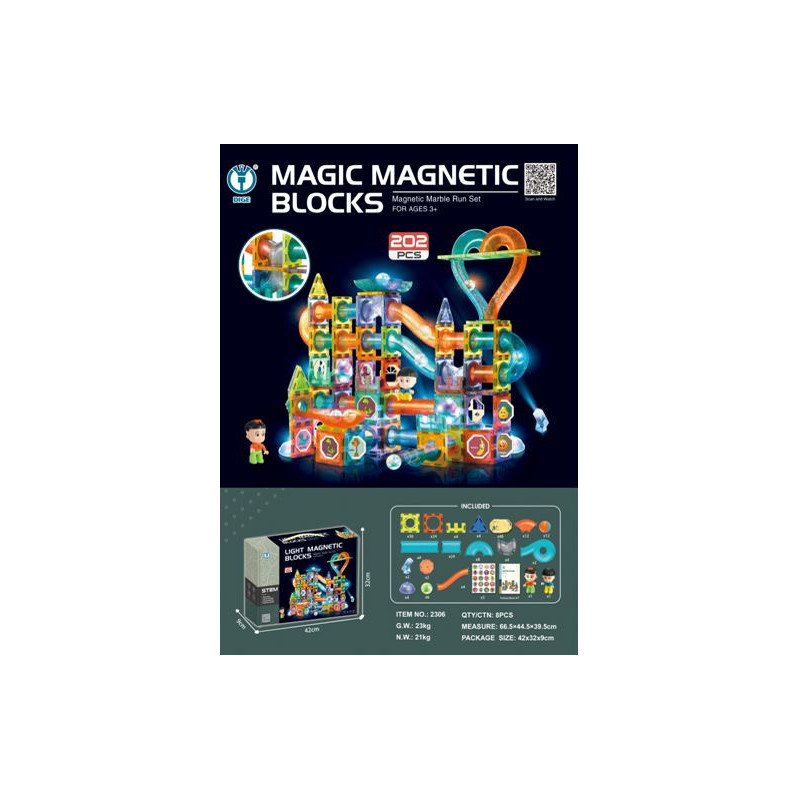 Klocki Magnetyczne Zestaw 202 elementów