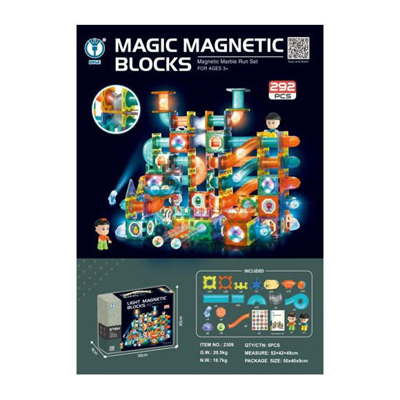 Klocki Magnetyczne Zestaw 292 elementów