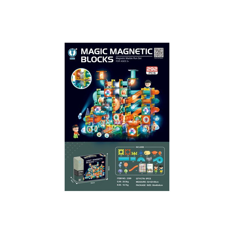 Klocki Magnetyczne Zestaw 292 elementów