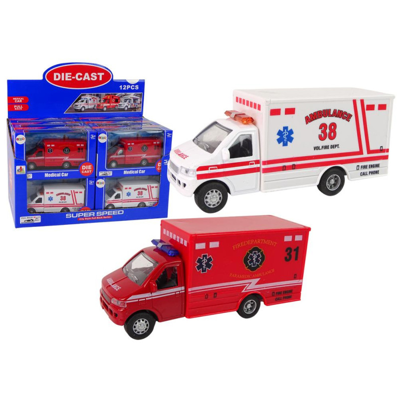 Auto Pojazd Ratunkowy Ambulans Napęd Frykcyjny 2 Kolory