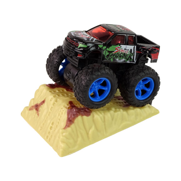 Auto Resorak Z Naciągiem Monster Truck Big Foot Gumowe Opony Rampa