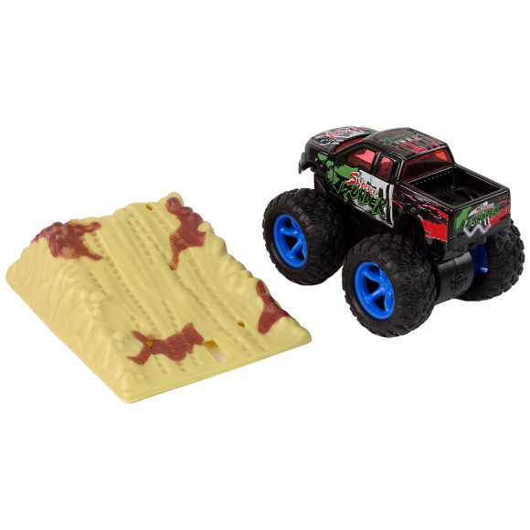 Auto Resorak Z Naciągiem Monster Truck Big Foot Gumowe Opony Rampa