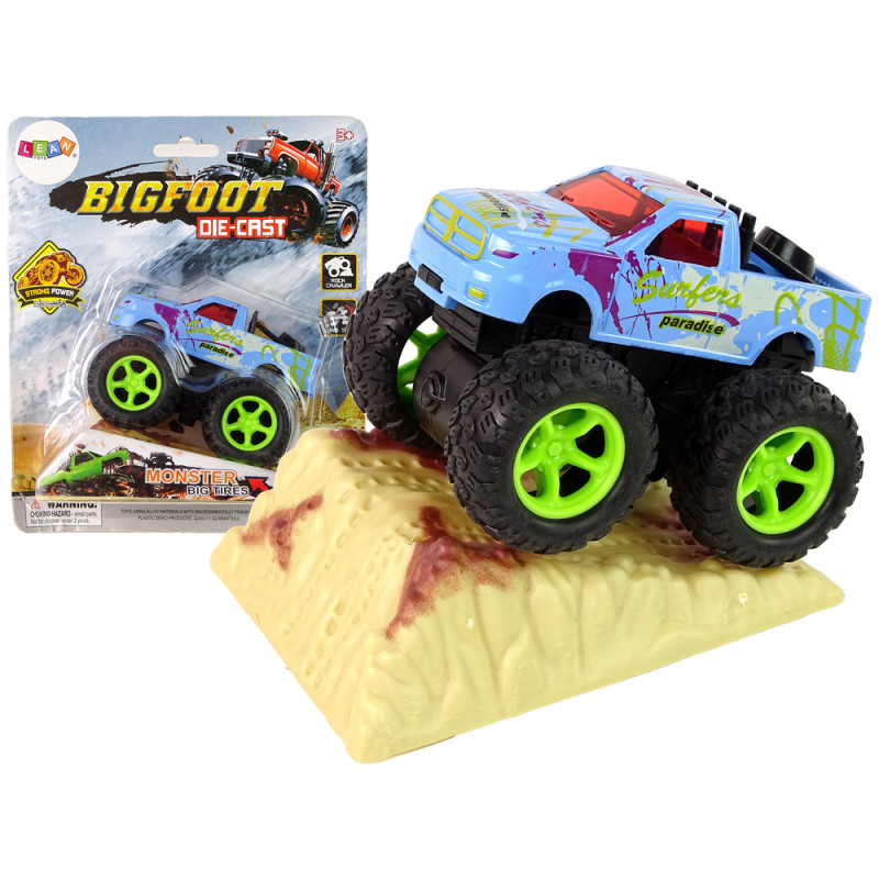 Auto Resorak Z Naciągiem Monster Truck Big Foot Gumowe Opony Rampa