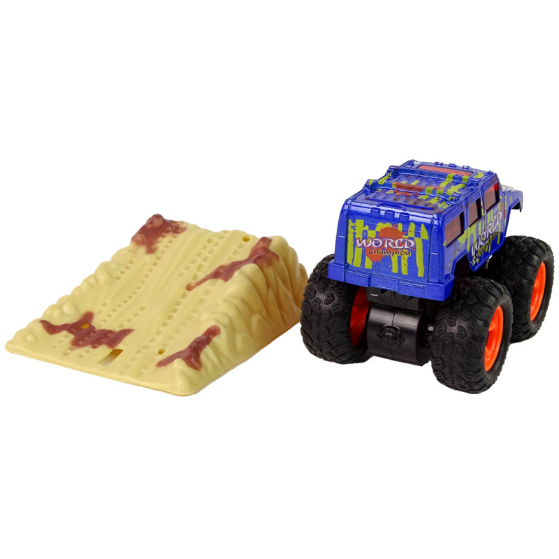 Auto Resorak Z Naciągiem Monster Truck Big Foot Gumowe Opony Rampa