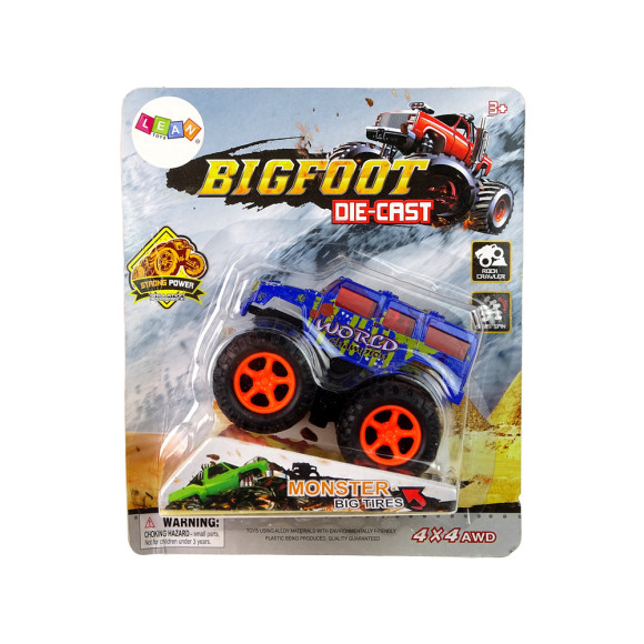 Auto Resorak Z Naciągiem Monster Truck Big Foot Gumowe Opony Rampa