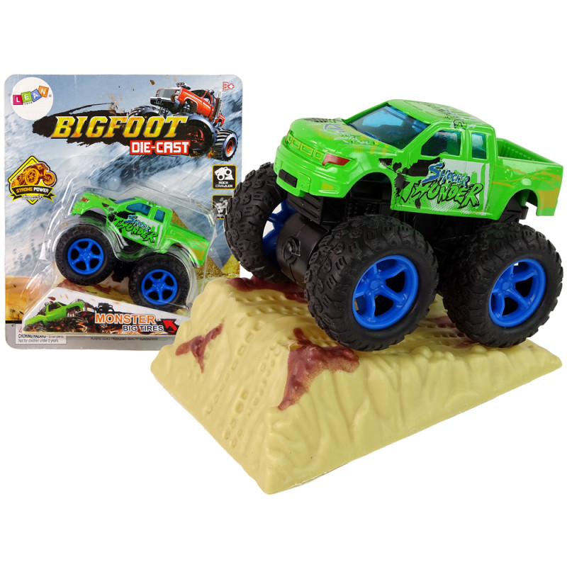 Auto Resorak Z Naciągiem Monster Truck Big Foot Gumowe Opony Rampa