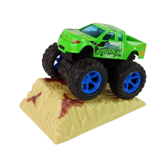 Auto Resorak Z Naciągiem Monster Truck Big Foot Gumowe Opony Rampa