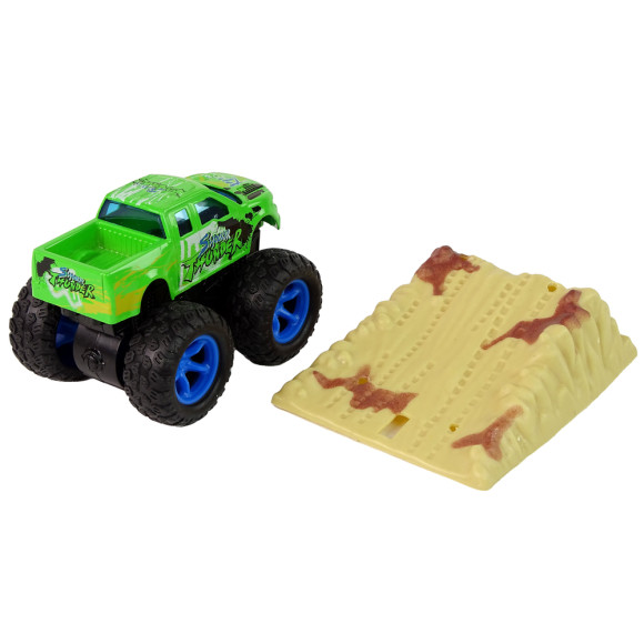 Auto Resorak Z Naciągiem Monster Truck Big Foot Gumowe Opony Rampa