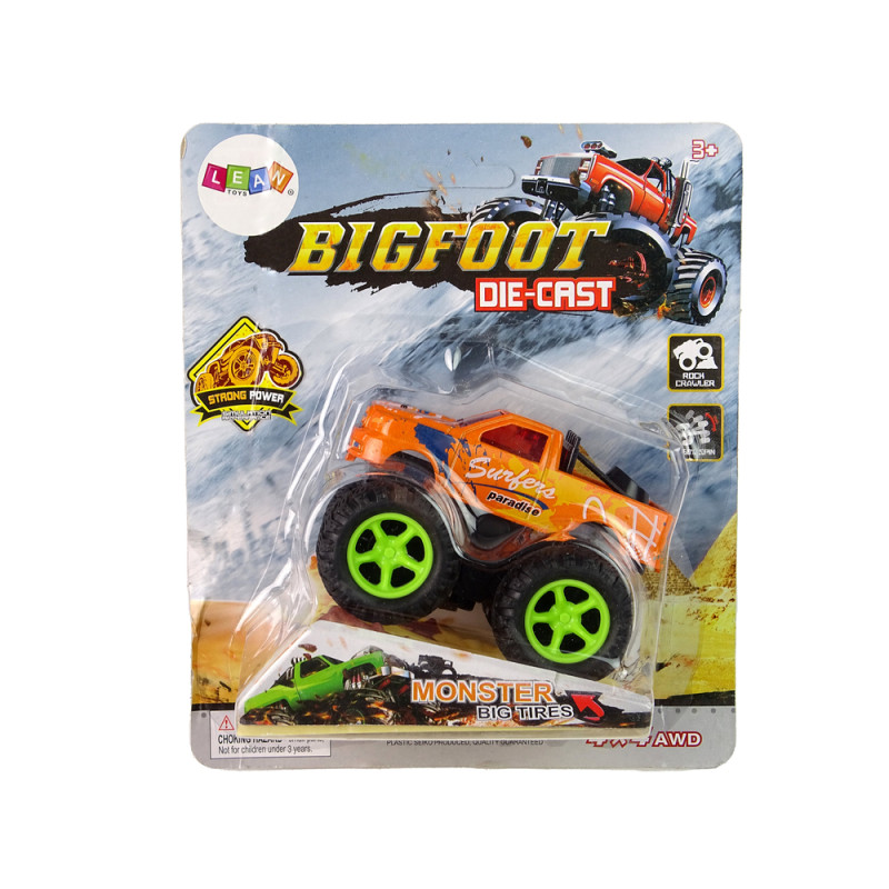 Auto Resorak Z Naciągiem Monster Truck Big Foot Gumowe Opony Rampa