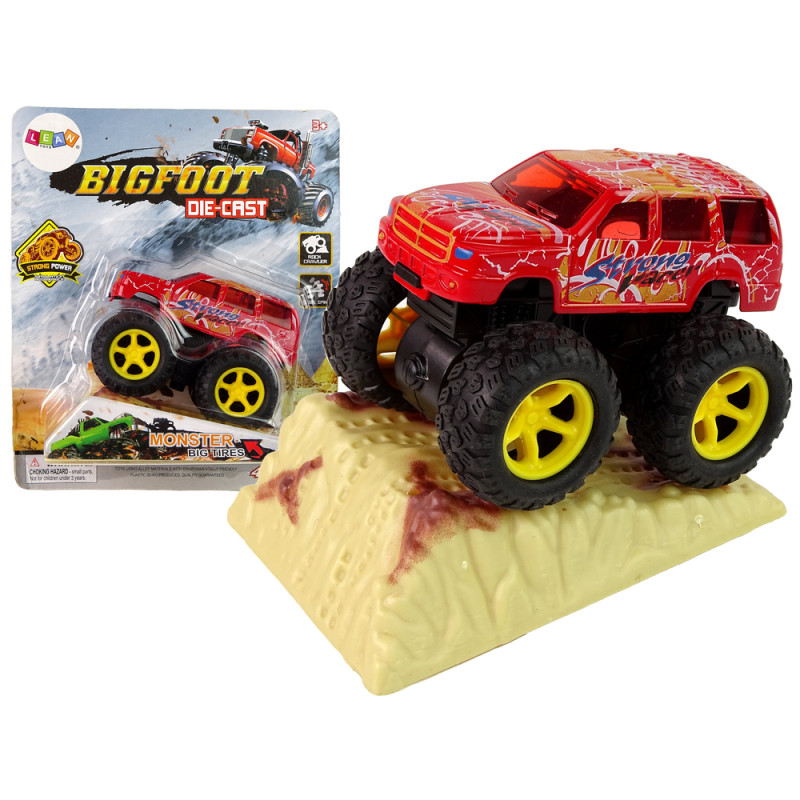 Auto Resorak Z Naciągiem Monster Truck Big Foot Gumowe Opony Rampa