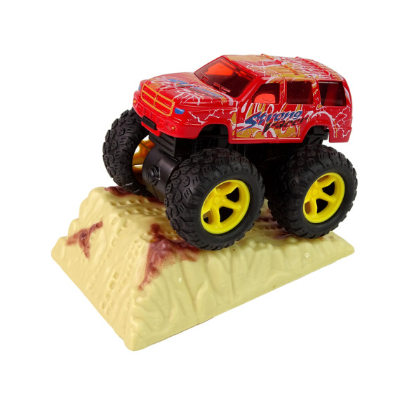 Auto Resorak Z Naciągiem Monster Truck Big Foot Gumowe Opony Rampa
