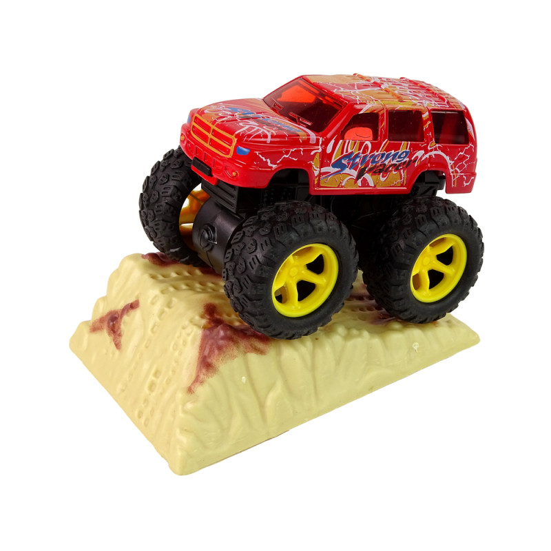 Auto Resorak Z Naciągiem Monster Truck Big Foot Gumowe Opony Rampa