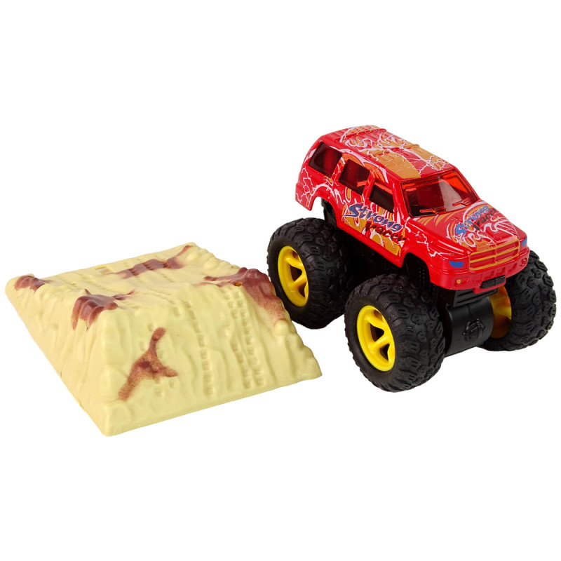 Auto Resorak Z Naciągiem Monster Truck Big Foot Gumowe Opony Rampa
