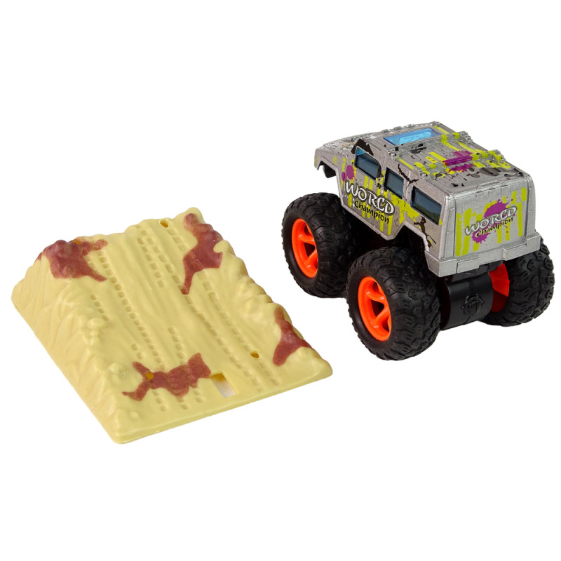 Auto Resorak Z Naciągiem Monster Truck Big Foot Gumowe Opony Rampa