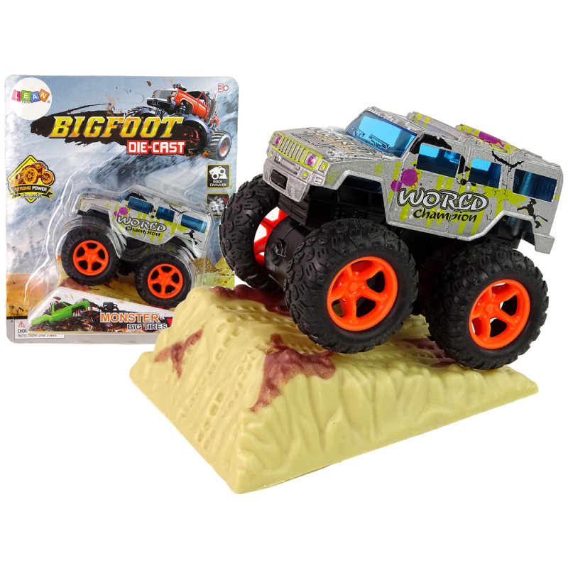 Auto Resorak Z Naciągiem Monster Truck Big Foot Gumowe Opony Rampa