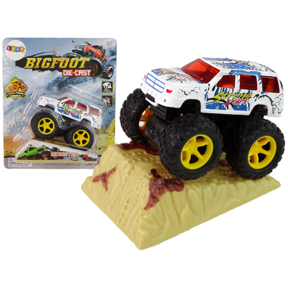 Auto Resorak Z Naciągiem Monster Truck Big Foot Gumowe Opony Rampa
