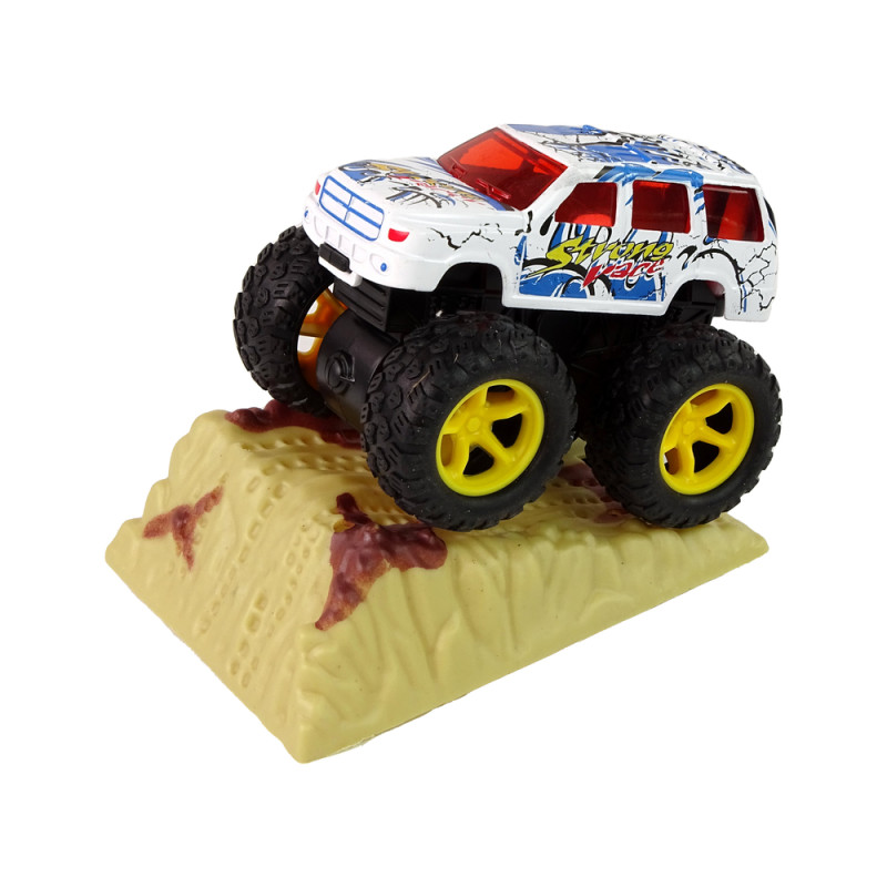 Auto Resorak Z Naciągiem Monster Truck Big Foot Gumowe Opony Rampa