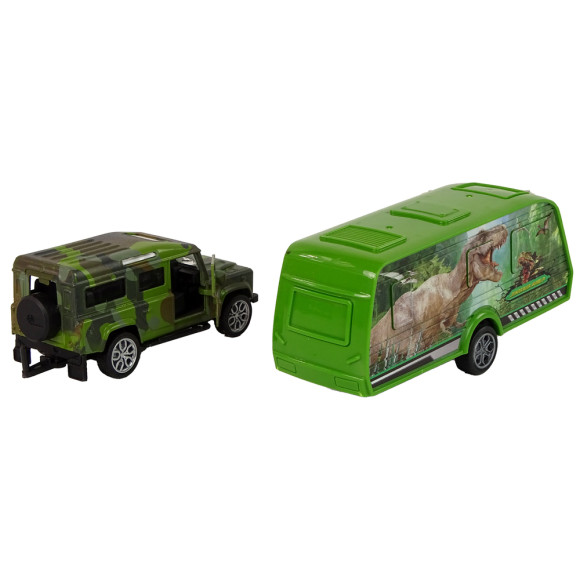 Zestaw Pojazdów Jeep z Naciągiem Przyczepa z Dinozaurami Zestaw Pojazdów Jeep z Naciągiem Przyczepa z Dinozaurami