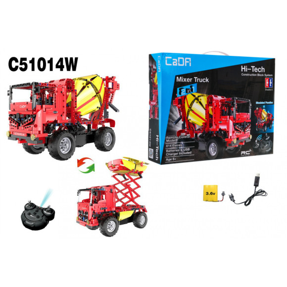 Klocki techniczne CaDA 814 el. Zdalnie sterowana Betoniarka + Podnośnik 2w1 dla dzieci 6+ Klocki techniczne CaDA 814 el. Zdalnie sterowana Betoniarka + Podnośnik 2w1 dla dzieci 6+