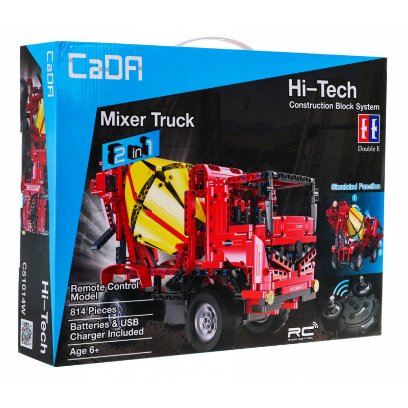 Klocki techniczne CaDA 814 el. Zdalnie sterowana Betoniarka + Podnośnik 2w1 dla dzieci 6+