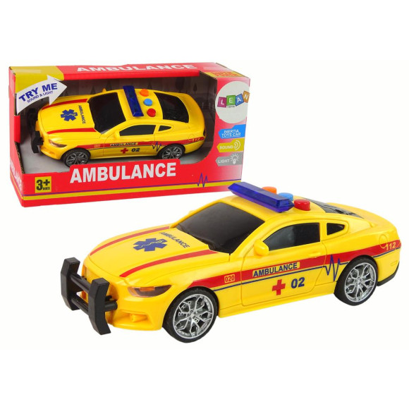 Sportowe Auto Ambulans Światła Dźwięk Żółty Napęd Sportowe Auto Ambulans Światła Dźwięk Żółty Napęd