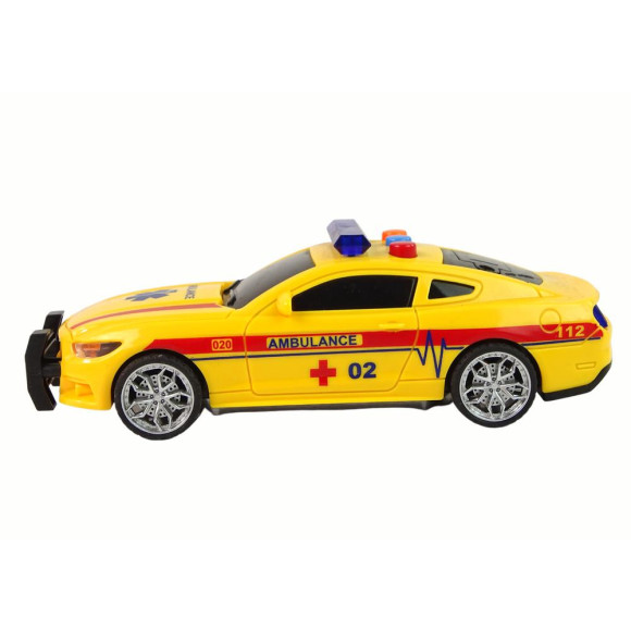 Sportowe Auto Ambulans Światła Dźwięk Żółty Napęd Sportowe Auto Ambulans Światła Dźwięk Żółty Napęd