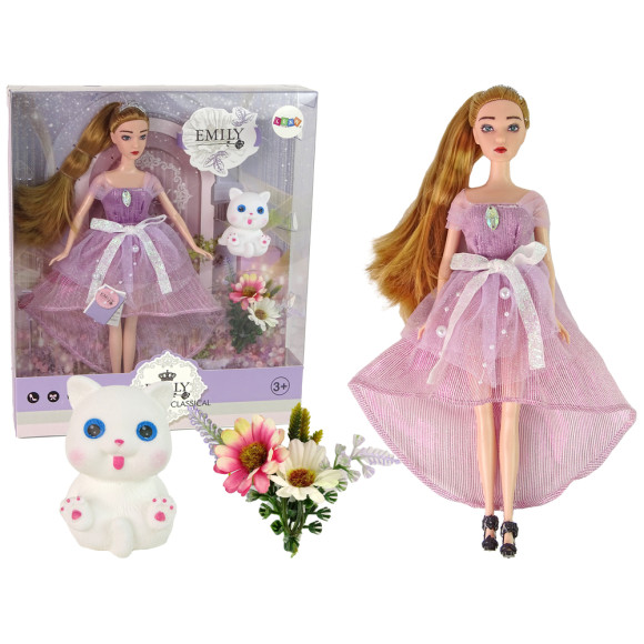 Lalka Dla Dzieci Emily Długie Włosy Biały Kotek Lalka Dla Dzieci Emily Długie Włosy Biały Kotek