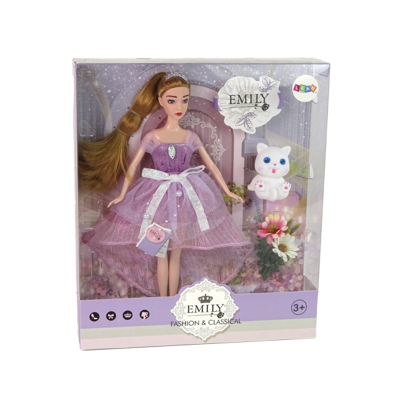 Lalka Dla Dzieci Emily Długie Włosy Biały Kotek