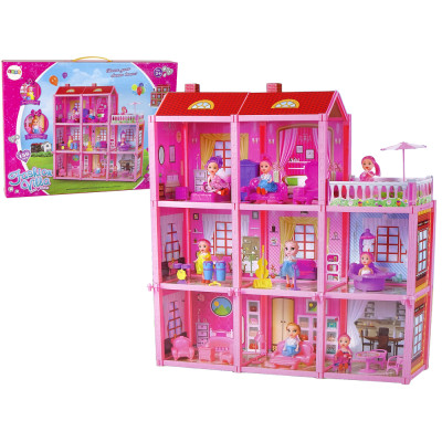 Domek Dla Lalek DIY Willa Lalka Wyposażenie Różowa