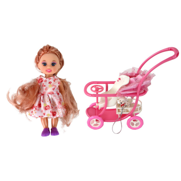 Zestaw Lalka Lucy W Ciąży Niemowlę Wózek Długie Brązowe Włosy Zestaw Lalka Lucy W Ciąży Niemowlę Wózek Długie Brązowe Włosy