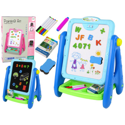 Tablica Edukacyjna 2 w 1 Niebieska Kredy Pisaki