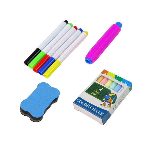 Tablica Edukacyjna 2 w 1 Niebieska Kredy Pisaki Tablica Edukacyjna 2 w 1 Niebieska Kredy Pisaki