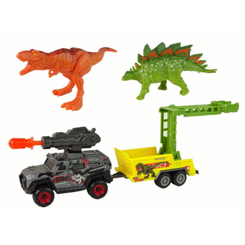 Dinozaury Zestaw Auto Rakieta Przyczepa