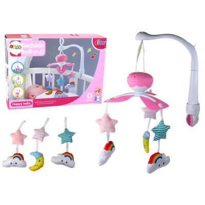 Karuzela Łóżeczkowa Dla Dzieci Dźwięk Niebo Różowa