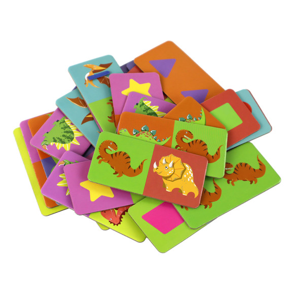 Gra Logiczna Puzzle Dwustronne Domino Dinozaury 10cm x 5cm 28 El.