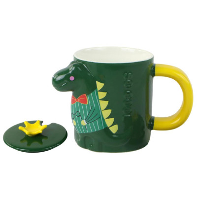 Kubek Z Przykrywką Zielony Dinozaur 400 ml